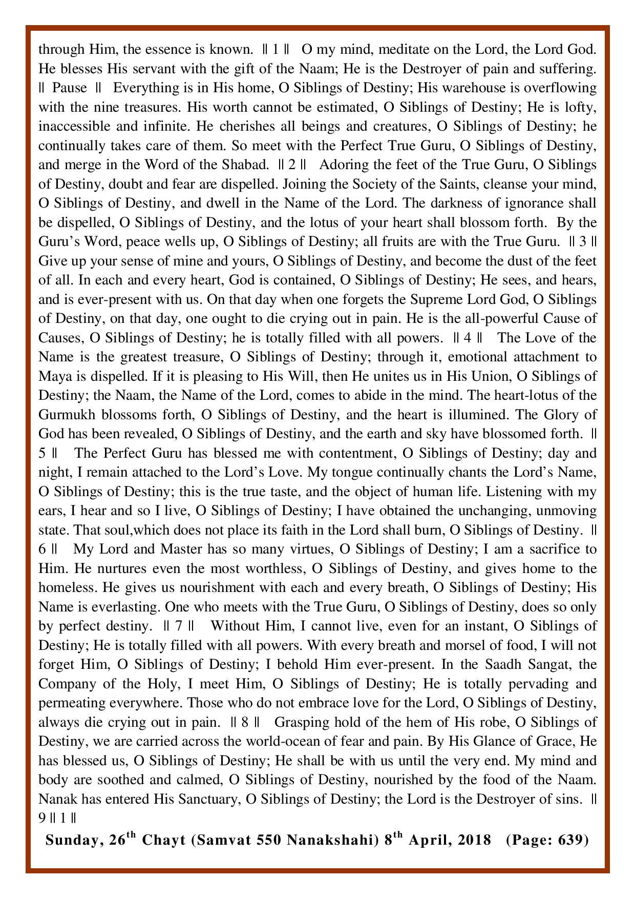 Daily Hukamnama Sri Darbar Sahib April 8, 2018 - Page 3